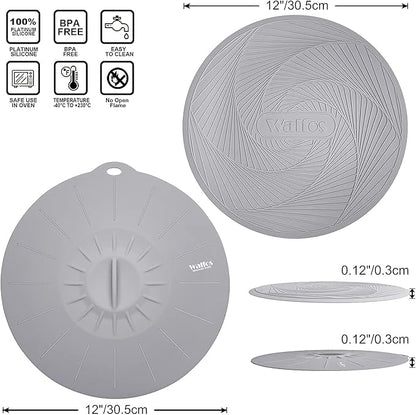 Walfos Silicone Microwave Mat & Lid Set, Heat Resistant Multi-Purpose Trivet