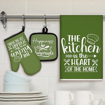 Sratte 6 Pcs Kitchen Decor Accessories Set Farmhouse Towels Pot Holders Oven
