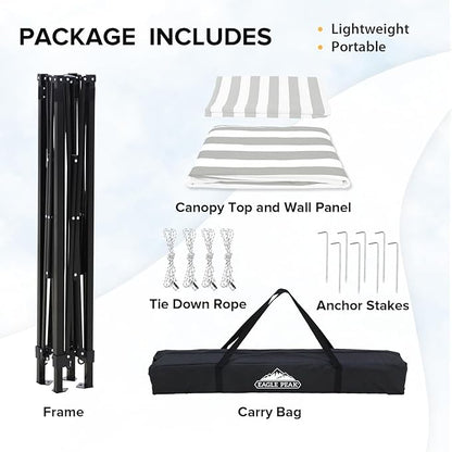 EAGLE PEAK Flex Compact 5x5 Pop-up Canopy Changing Room, Portable Privacy Dressing Room for Indoor Fashion Photoshoots, Camping, or Pool, Gray/White