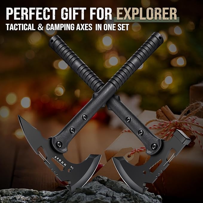 Freelander Tactical Axe 2 Pack, Sharp Tomahawk with Sheath, Portable Tomahawk with Clip and Bottle Opener, Durable Survival Hatchet for Emergency, Hiking and Camping