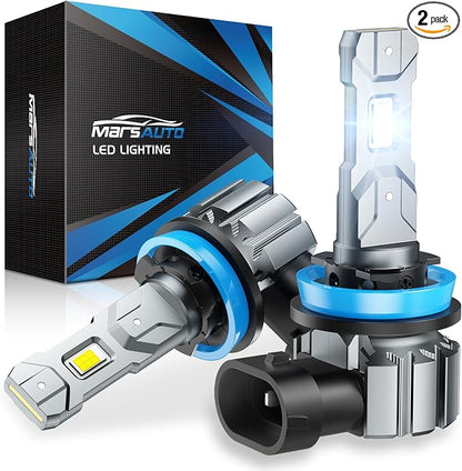 Marsauto H11/H8/H9 Bulbs, 30000LM Super Bright, 1:1 MINI Design H11 Bulbs, 3 MIN Plug and Play, Non-Polarity Fog Light, 60000+ HRS Ligespan, IP68, Pack of 2