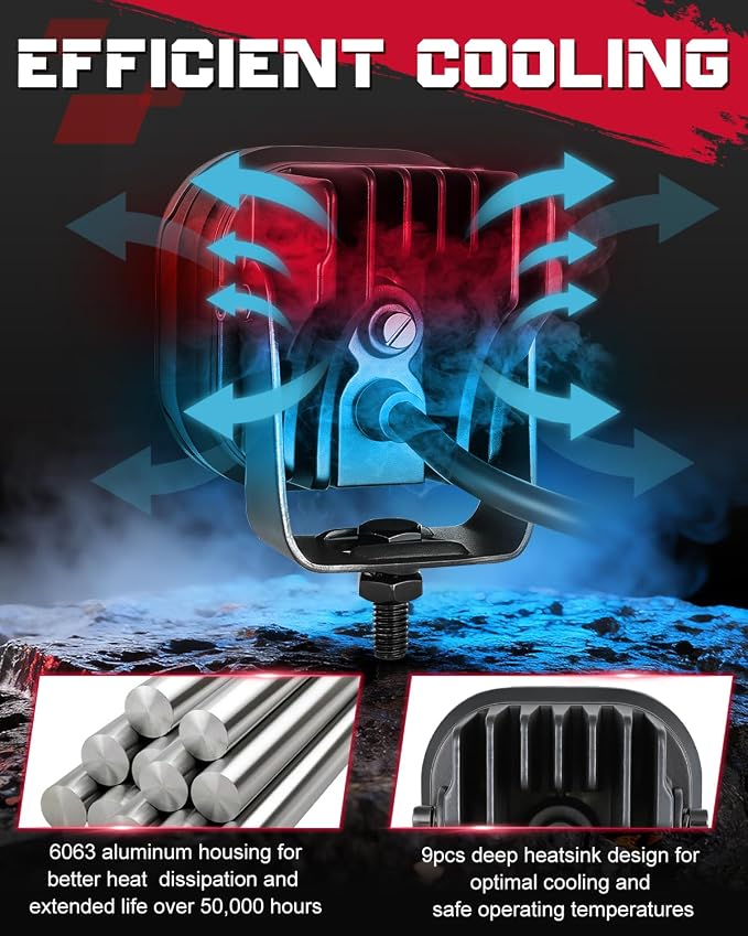 OFFROADTOWN LED Pods, 3inch 80W CREE LED Pods Off Road Driving Lights Cubes Ditch Lights Headlight for Truck Pickup Dirt Bike UTV ATV SUV Boat 4x4 Car - Combo Wide Plus Beam