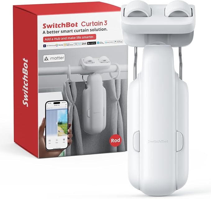 SwitchBot 2025 Automatic Curtain Opener 3 Rod-Bluetooth Remote Control