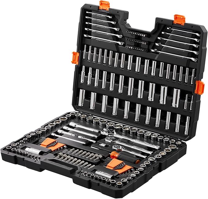 VEVOR Mechanics Tool Set, 1/4" 3/8" 1/2" Drive Deep and Standard Sockets