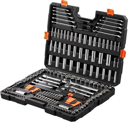VEVOR Mechanics Tool Set, 1/4" 3/8" 1/2" Drive Deep and Standard Sockets