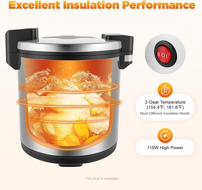 Commercial Rice Warmer, 6 Gal Stainless Steel Electric Rice Warmers