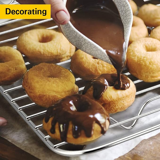E-far Baking Cooling Rack Set of 2, Stainless Steel Metal Roasting Cooking Racks