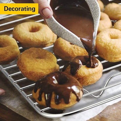 E-far Baking Cooling Rack Set of 2, Stainless Steel Metal Roasting Cooking Racks