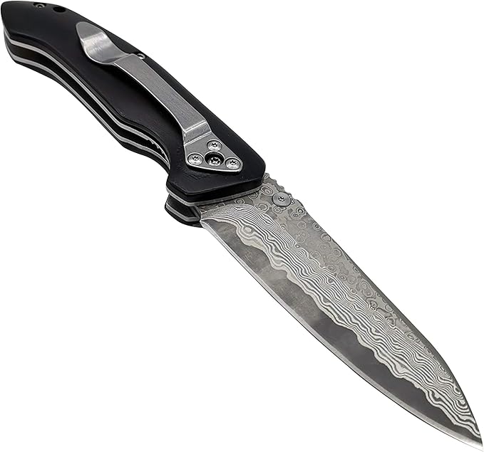 ALBATROSS Premium EDC Pocket Folding Knife with 3.5" Damascus Steel Blade & Ebony Wood Handle, Camping Hunting Knife with Clip, Gift for Men - HGDK011