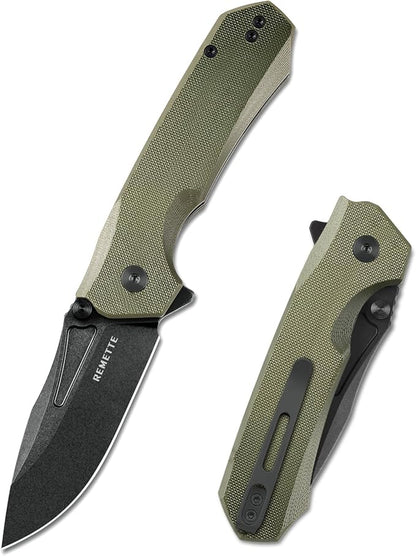 EDC Pocket Knife Rhino,3" D2 Steel Blade Durable G10 Handle, Folding Pocket Knives with Reversible Pocket Clip, Sharp Camping Hiking Pocket Knife for Men