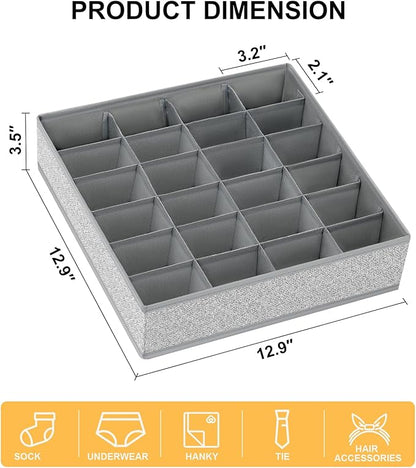 Joyoldelf Sock Drawer Organizer Divider Underwear Organizer 24-cell Fabric