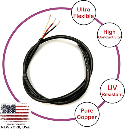 NATIONAL Wire & Cable – 10 AWG 3-Conductor Premium Copper Wire, 25 ft, Stranded