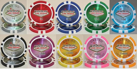 Casino Style Las Vegas Sign Design 14gm Poker Chip Sample Set - 10 New Chips!