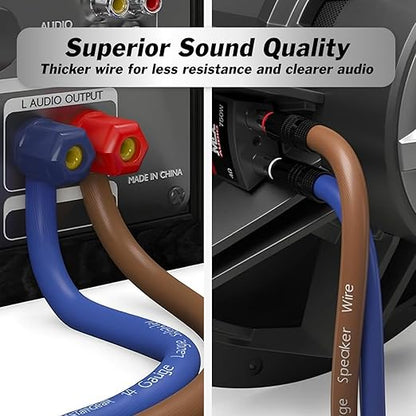 InstallGear 14 Gauge Speaker Wire Cable, 14 AWG Speaker Wire Cable, True Spec