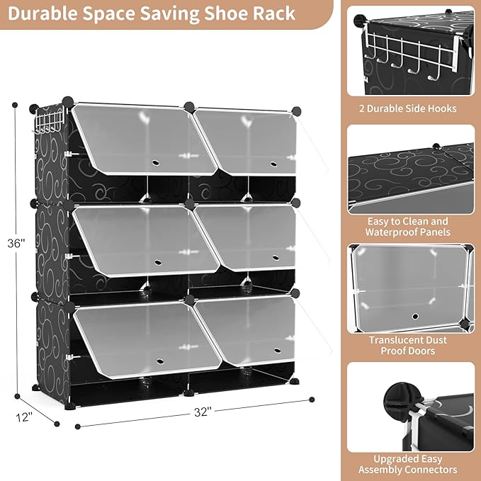ROJASOP 6-Tier 24-Pair Expandable Shoe Rack Organizer