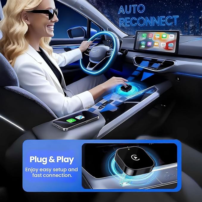 2 in 1 CarPlay Adapter for Toyota GR Supra 2020 2021 2022 2023 2024 2025 2026, CarPlay Wireless Adapter with Auto Reconnect Fast Pairing Bluetooth Connection Compact USB Dongle