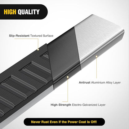 Nilight Running Boards for Ford F-150 2004-2014 Extended Super Cab 6 Inch Side Step Nerf Bars Stainless Steel Silver