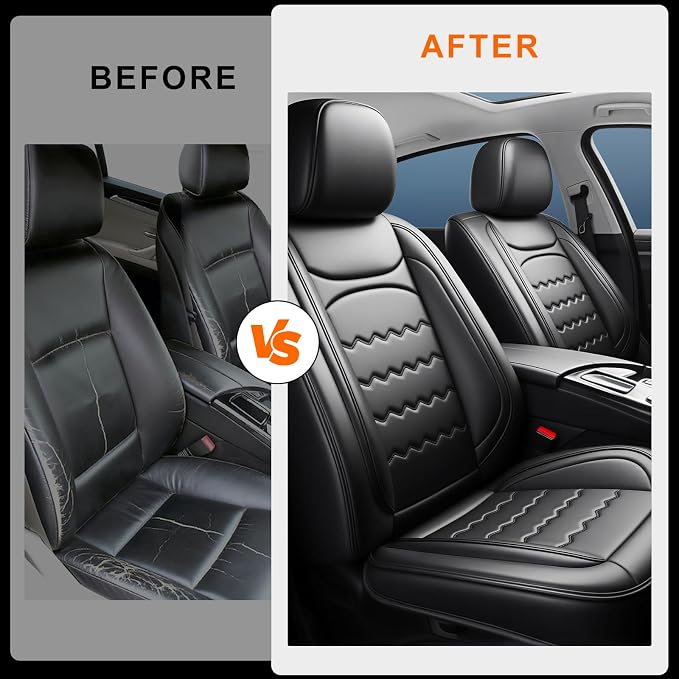 Colorado Car Seat Covers Fit for Chevrolet/Chevy Colorado 2015-2026, Full Coverage Leather Waterproof Breathable Seat Covers, Automotive Seat Protectors, Airbag Compatible, 2 Front Seats, Black
