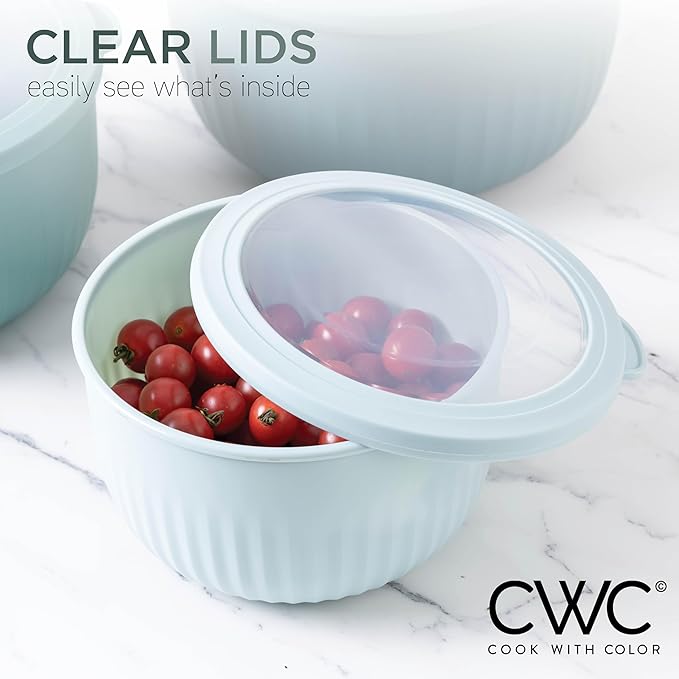 COOK WITH COLOR Prep Bowls with Lids- Wide and Deep Nesting Plastic Small