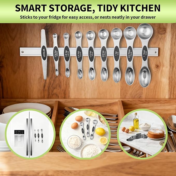 Magnetic Measuring Spoons Set Stainless Steel