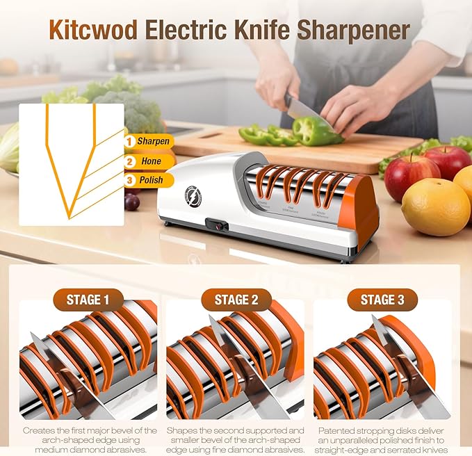Replaceable Sharpener Electric Knife Sharpener, 3-Stage