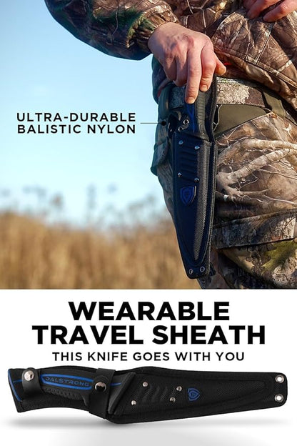 Dalstrong Curved Boning Knife-6”-Night Shark Series-7CR17MOV High Carbon Steel - Titanium Coated Blade Fillet Knife for Meat for Outdoors & Fishing-Polypropylene Handle-w/Sheath-NSF Certified