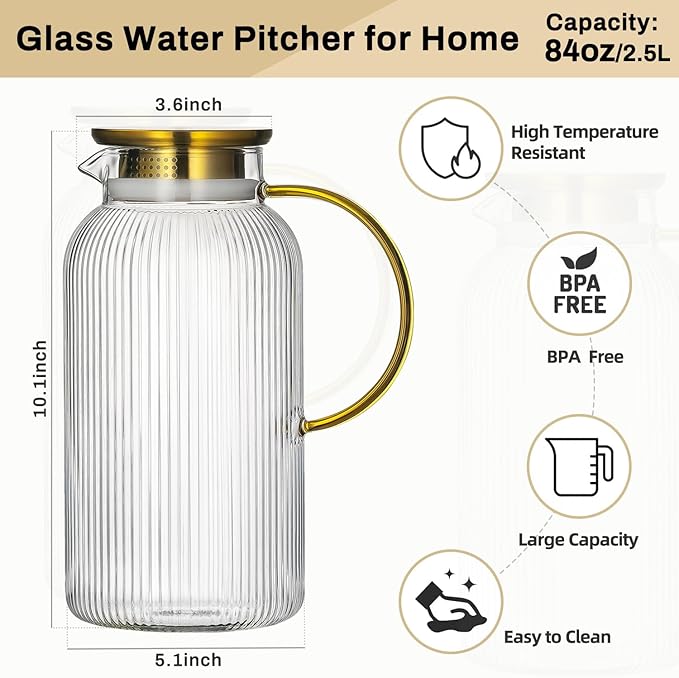 Buaic 2 PACK Glass Pitcher