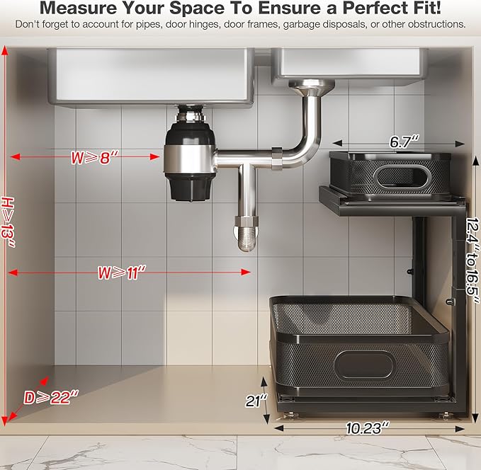 2 Pack 21IN-Depth Under Sink Organizer
