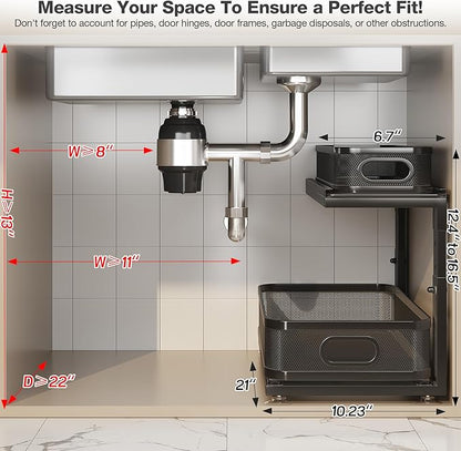 2 Pack 21IN-Depth Under Sink Organizer