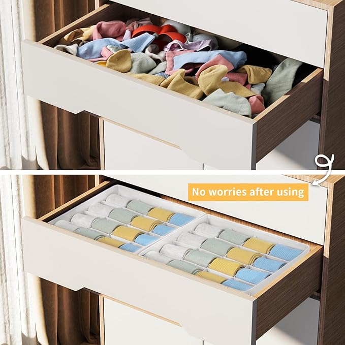 Joyoldelf Sock Drawer Organizer Divider, 16-Cell Underwear Organizers and