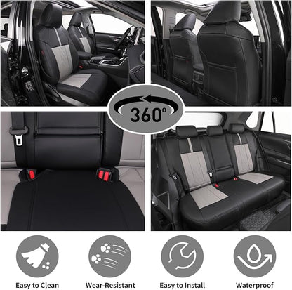 EKR Rav4 Seat Covers Custom Fit for Toyota Rav4 (Hybrid) SE/XSE & (PHEV) GR Sport 2026, Car Seat Cover Full Set for SUV,Factory-Style Upgrade, Easy-Wipe Protection,Faux Leather(Black+Light Gray)
