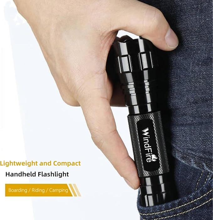 WINDFIRE 2 Pack LED Flashlight Single Mode, Super Bright Tactical Flashlights, Small Portable Water Resistant Handheld Flash Lights for Camping, Hiking, Emergency