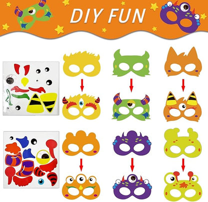 chiazllta 30 Packs Halloween Monster Masks Craft, Halloween Art Craft Kit DIY Paper Masks for Home Game Activities Party Favors