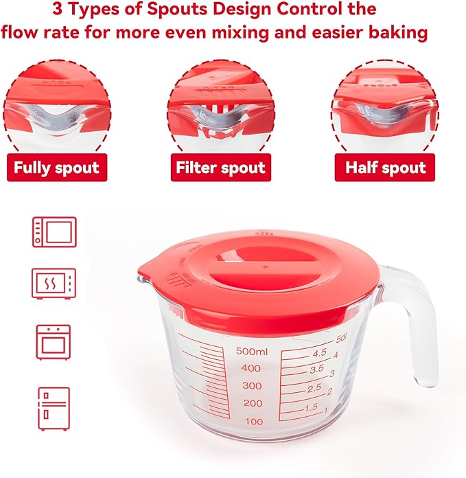 6 Pcs Glass Measuring Cups Set