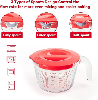 6 Pcs Glass Measuring Cups Set