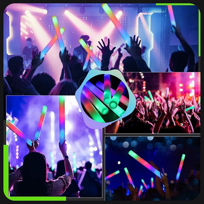 205 PCS Foam Glow Sticks, Glow Sticks Bulk Party Pack, Glow In Tthe Dark Party Supplies, Glow Foam Sticks Bulk with 3 Modes Colorful Flashing, Foam Light up Sticks for Wedding, Raves, Birthday