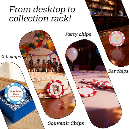 12 Grams Perfessional Customized Clay Poker Chips 30-500 PCS Personalized Casino Chips with Logo & Design 40MM Custom Casino Chips Custom Golf Ball Makers Chips(D)