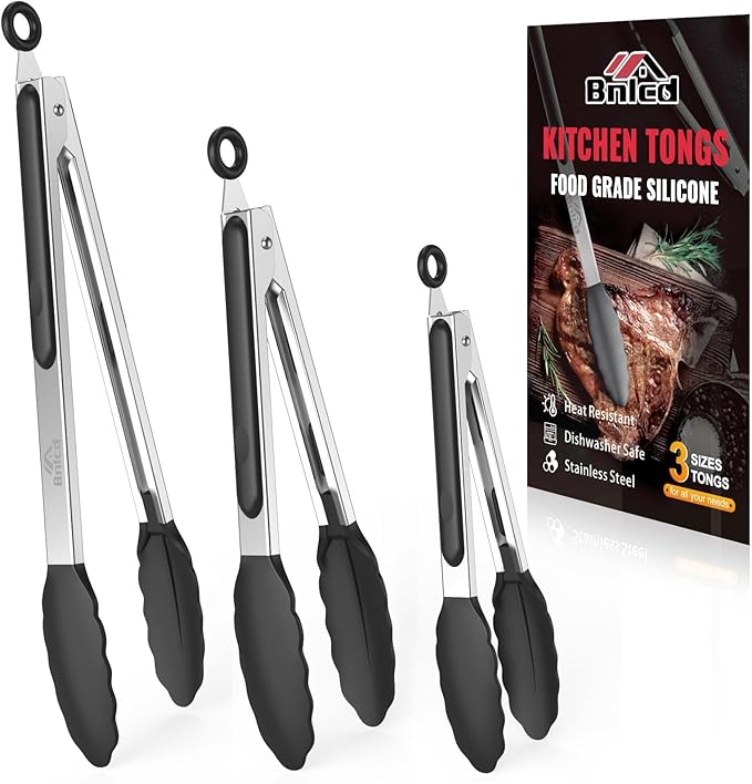 600ºF Heat Resistant Kitchen Tongs, Premium Locking Cooking Tongs
