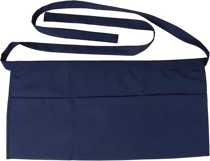 Resist water 3 big Pockets Waist Server Apron Kitchen Restaurant Unisex Half