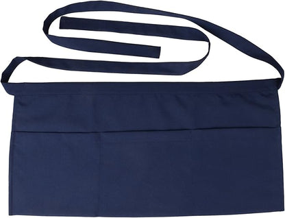 Resist water 3 big Pockets Waist Server Apron Kitchen Restaurant Unisex Half