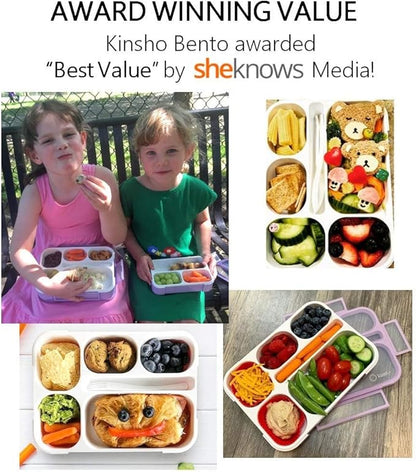 Bento Box with Bag and Ice Pack Set for Kids. Lunch Boxes Snack Containers for Boys Girls Adults. 6 Compartments, Leak-proof Portion Container Boxes Insulated Bags for School Lunches, BPA Free, Purple