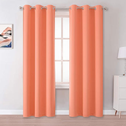 DUALIFE Burnt Coral Curtains 84 Inch Room Darkening Drapes