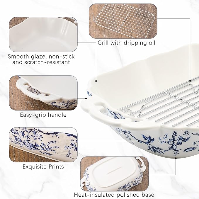 Vintage Casserole Dish 7.3 x 11.8, Ceramic Baking Dish