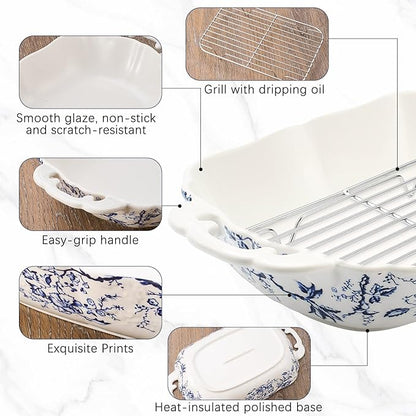 Vintage Casserole Dish 7.3 x 11.8, Ceramic Baking Dish