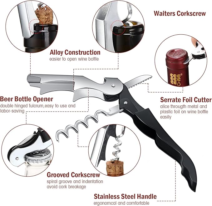 Honoson Wine Keys Opener Travel Wine bottle Opener Waiter Beer Bartender