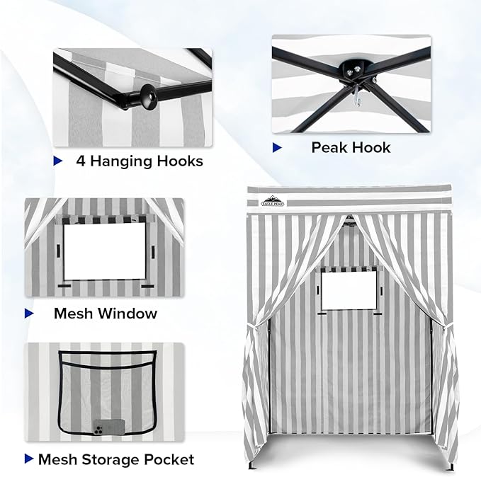 EAGLE PEAK Flex Compact 5x5 Pop-up Canopy Changing Room, Portable Privacy Dressing Room for Indoor Fashion Photoshoots, Camping, or Pool, Gray/White