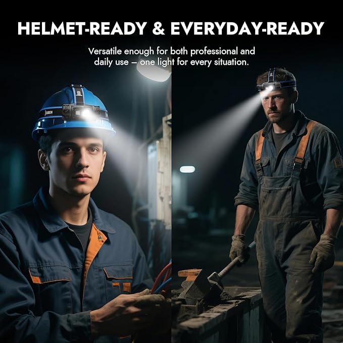 WUBEN H1 Pro Rechargeable Headlamp, 1200 High Lumen Ultra Bright LED Head Lamp, 11 Modes 180°Adjustable IP68 Headlight with Red Light for Outdoors Camping Hunting Hiking Running Fishing Gear