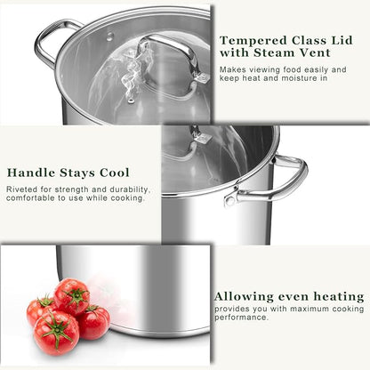 Leonyo Stainless Steel Stock Pot, 24QT Large Pot