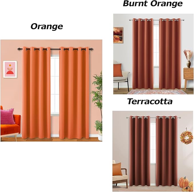 KOUFALL Orange Blackout Curtains 2 Panels, Thermal Insulated Curtains
