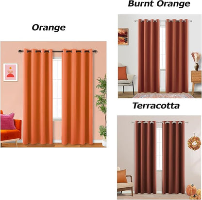 KOUFALL Orange Blackout Curtains 2 Panels, Thermal Insulated Curtains